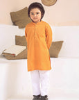 2PC STITCHED-ORANGE KIDS SUIT IST-102