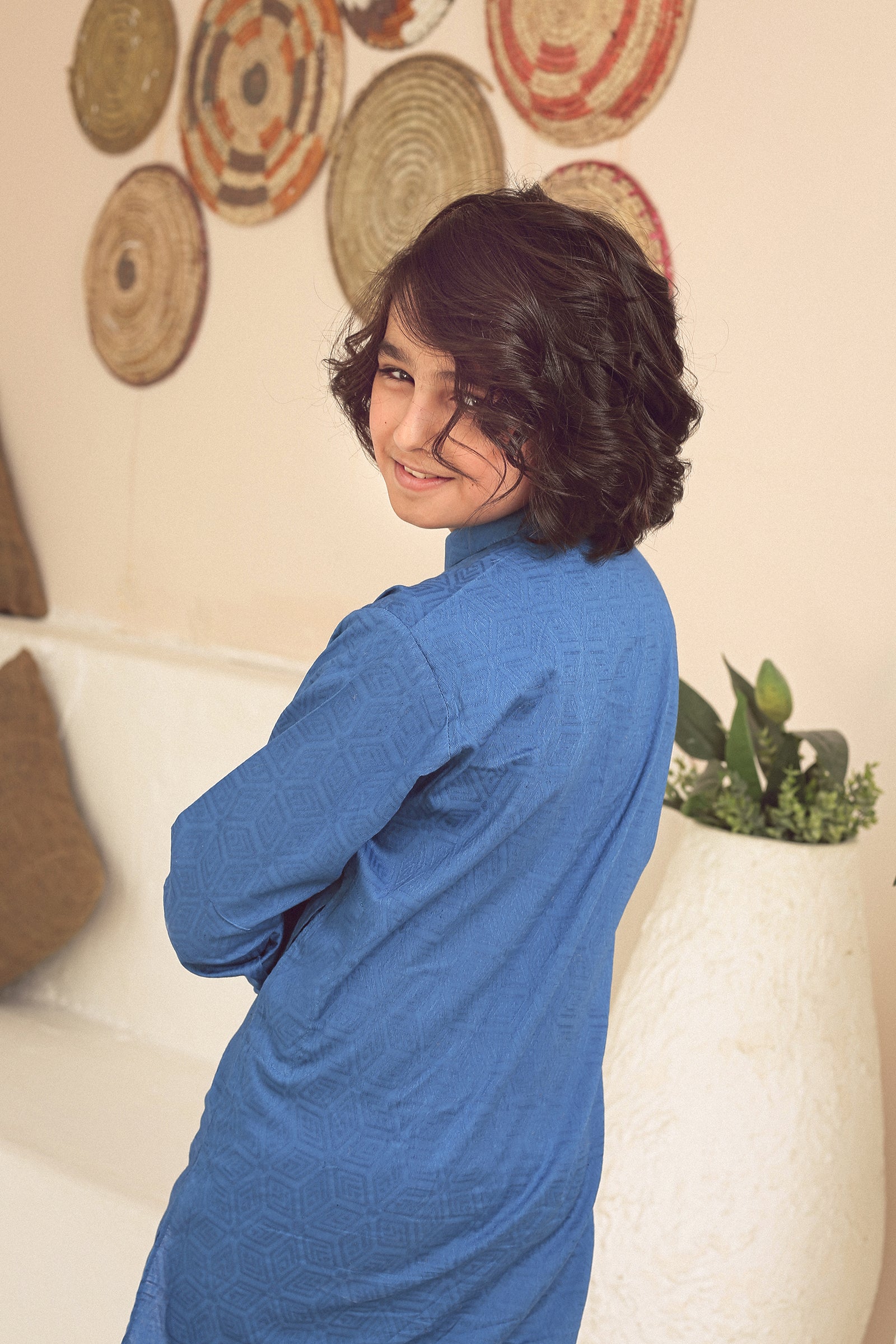 2PC STITCHED-ROYAL BLUE KIDS SUIT IST-103