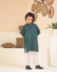 2PC STITCHED-GREEN KIDS SUIT IST-105