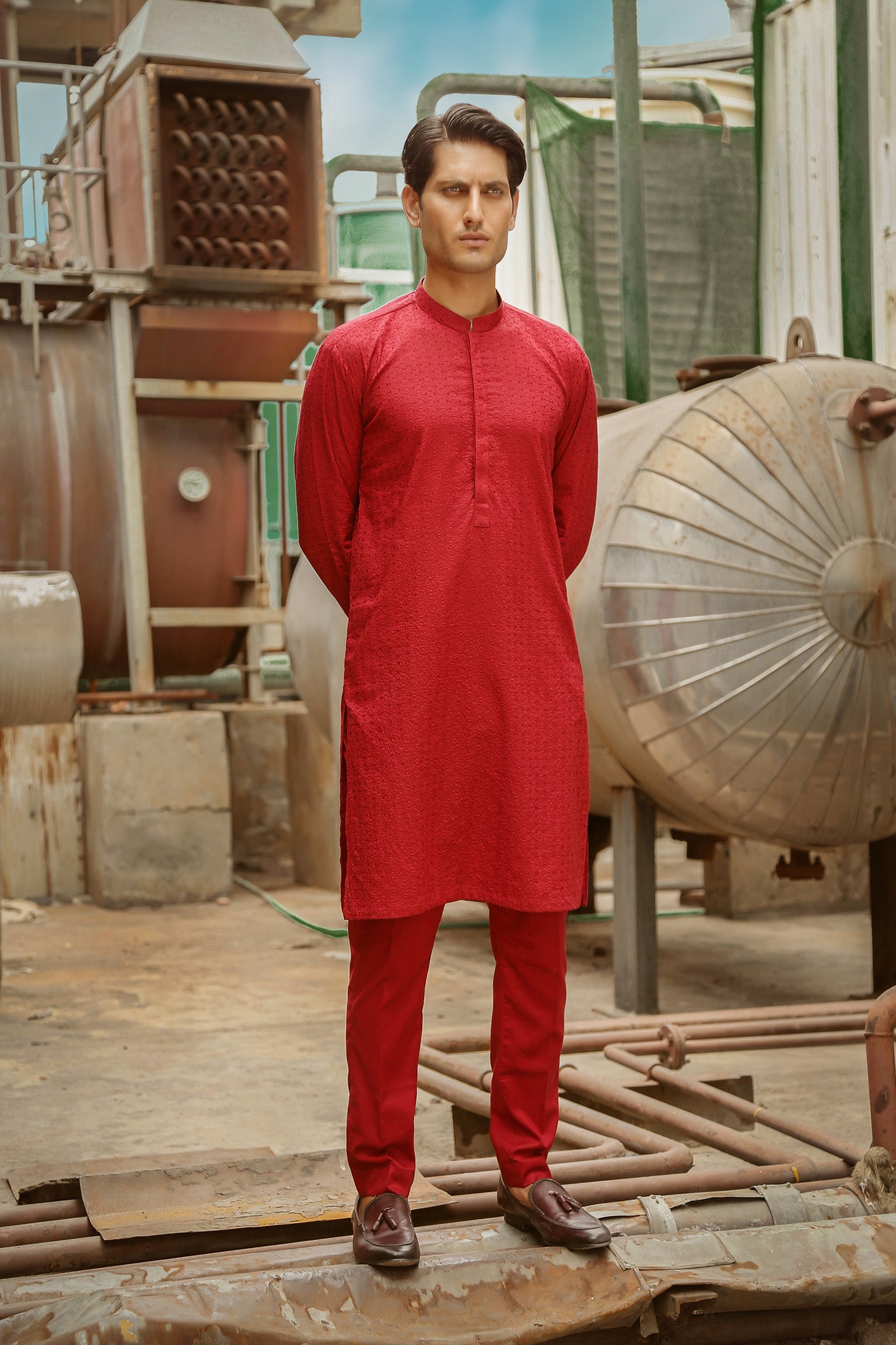 1PC STITCHED-RED KURTA IST-42