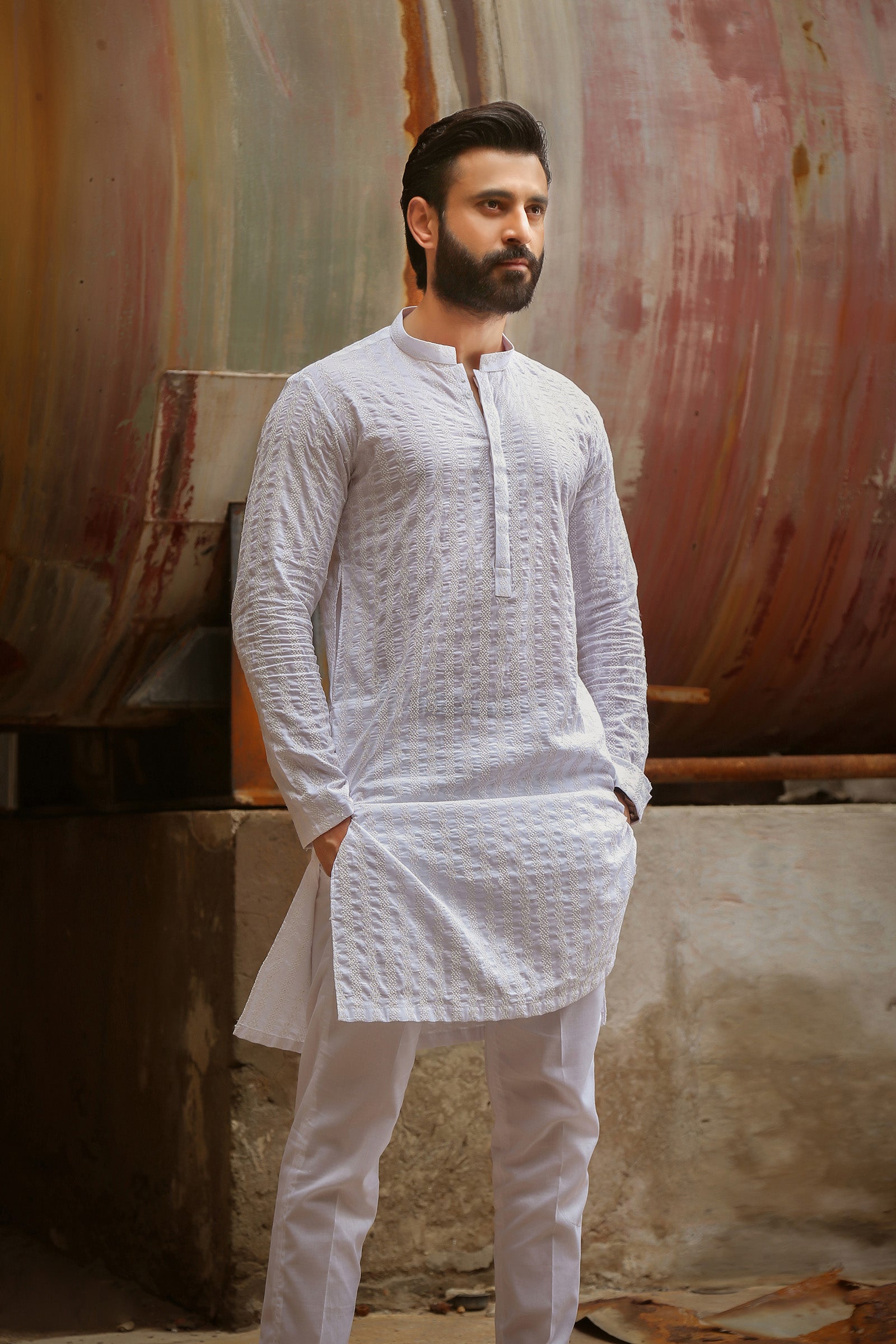 1PC STITCHED-WHITE KURTA IST-43