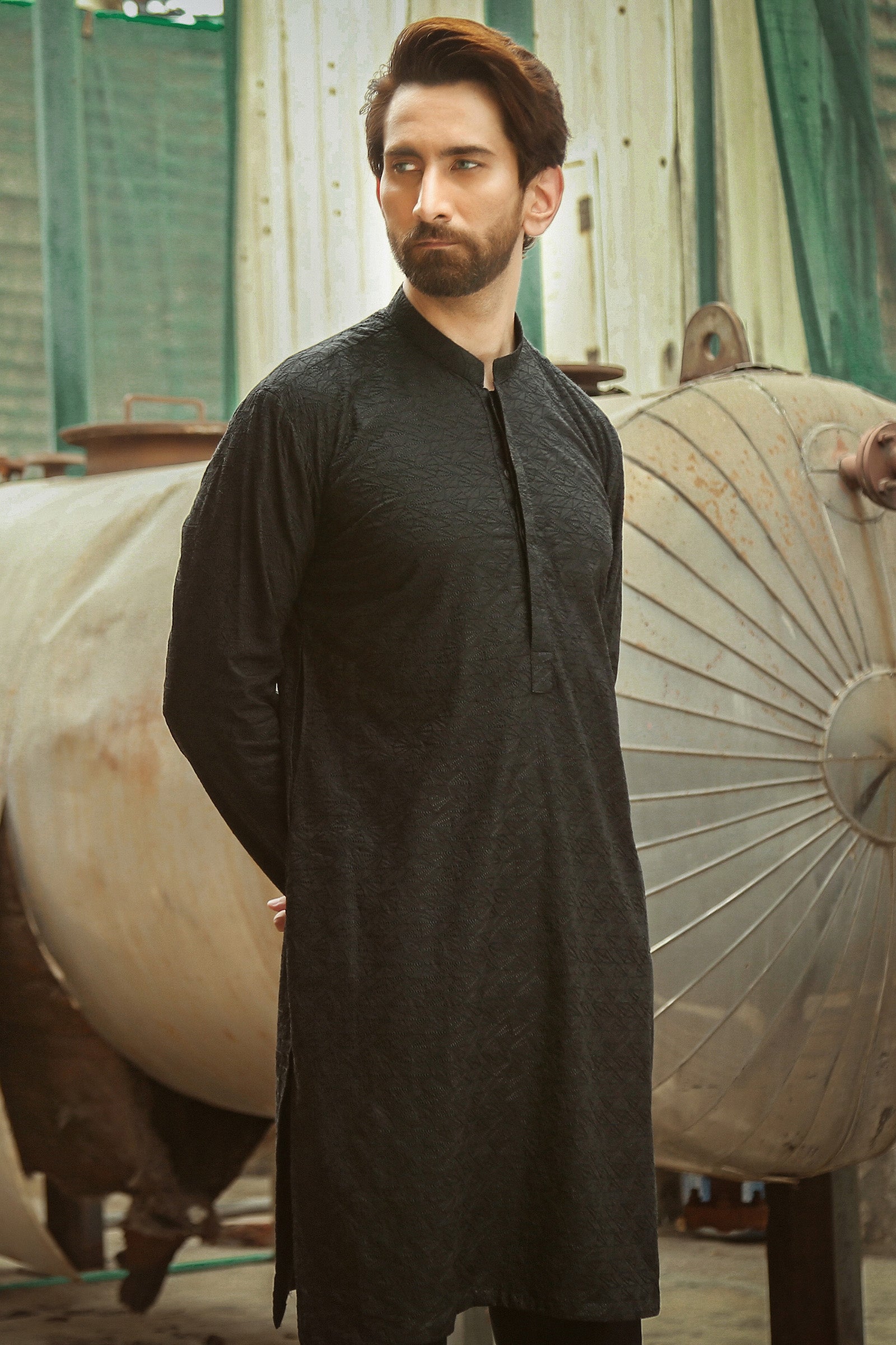 1PC STITCHED-BLACK KURTA IST-44
