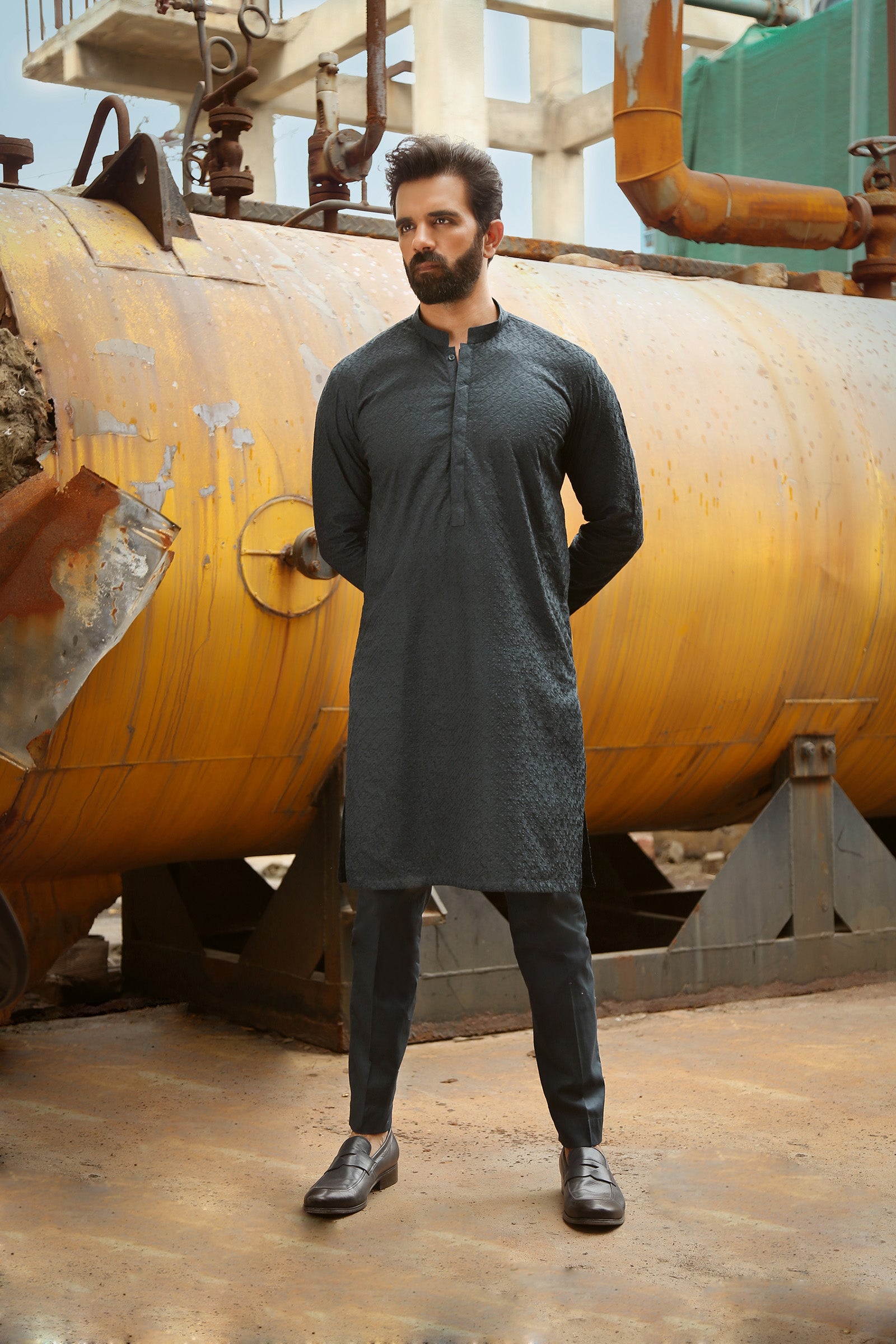 1PC STITCHED-NAVY KURTA IST-45