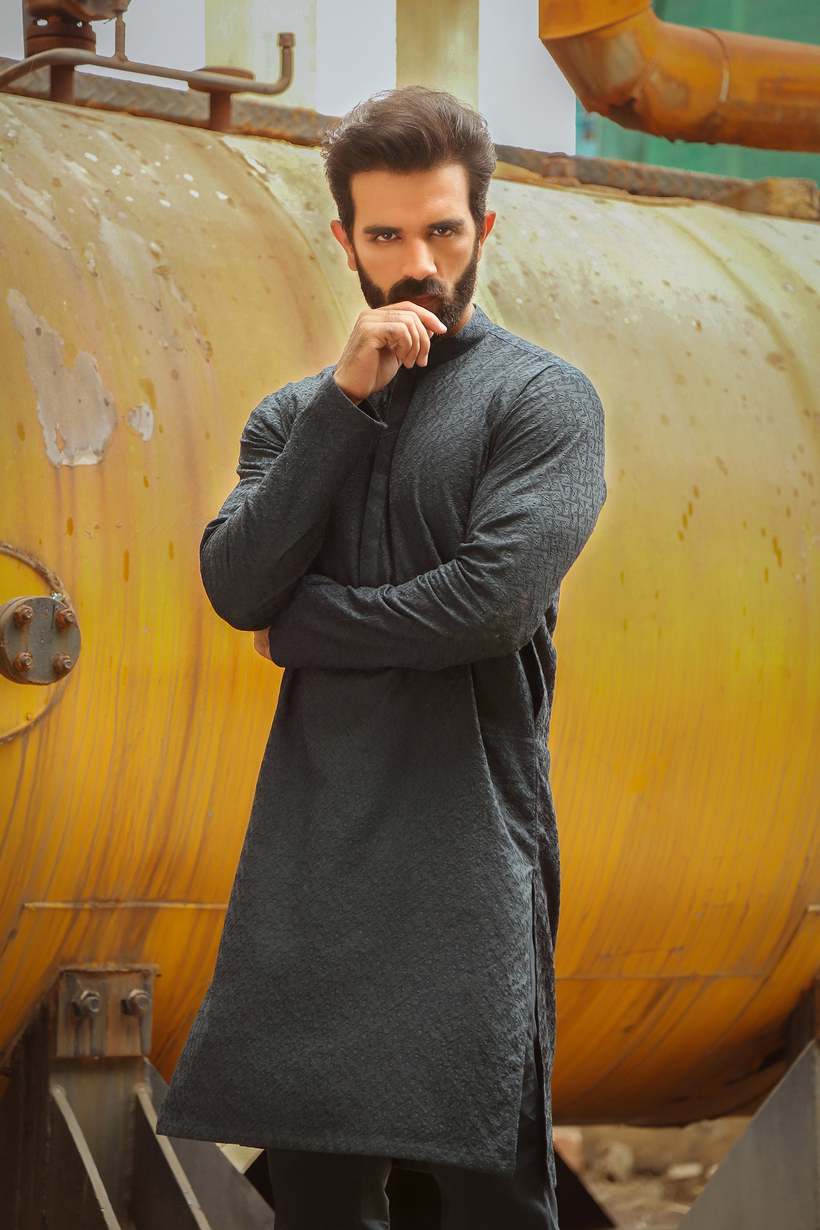 1PC STITCHED-NAVY KURTA IST-45