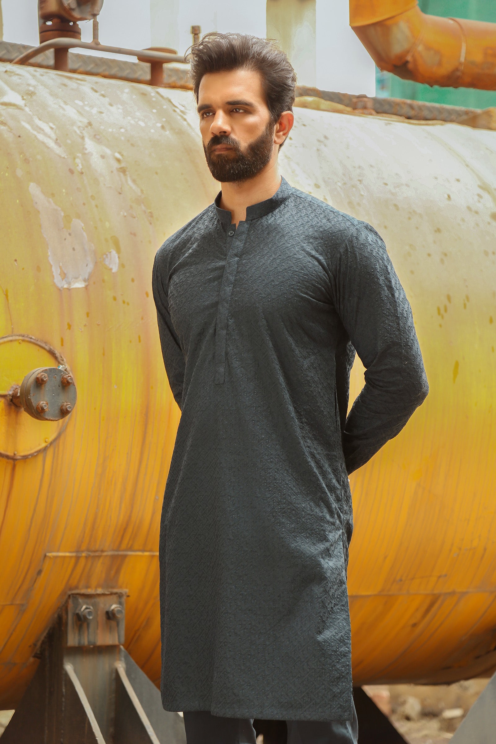 1PC STITCHED-NAVY KURTA IST-45