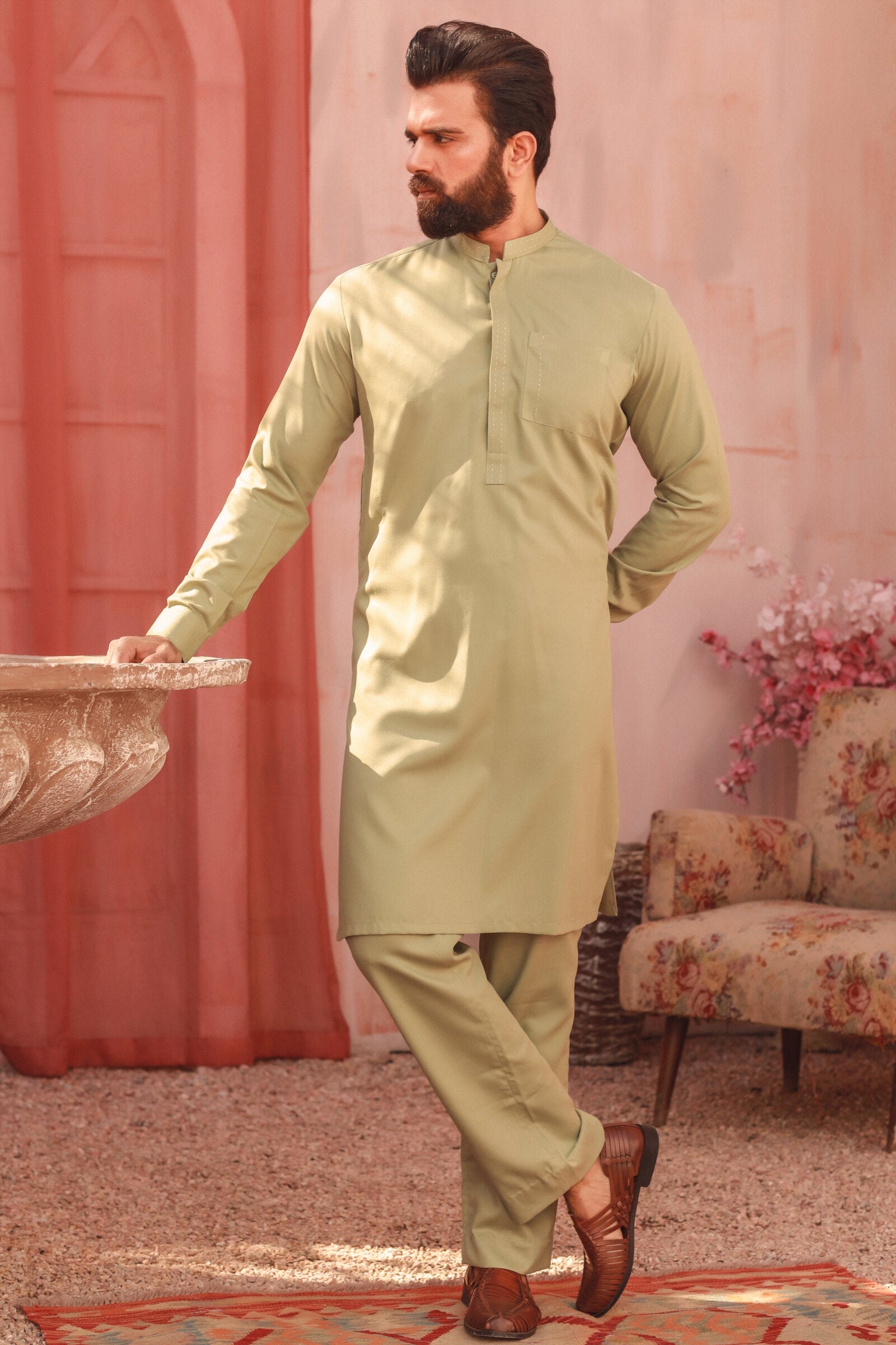 2PC STITCHED-KARVAAN APPLE GREEN IST-03