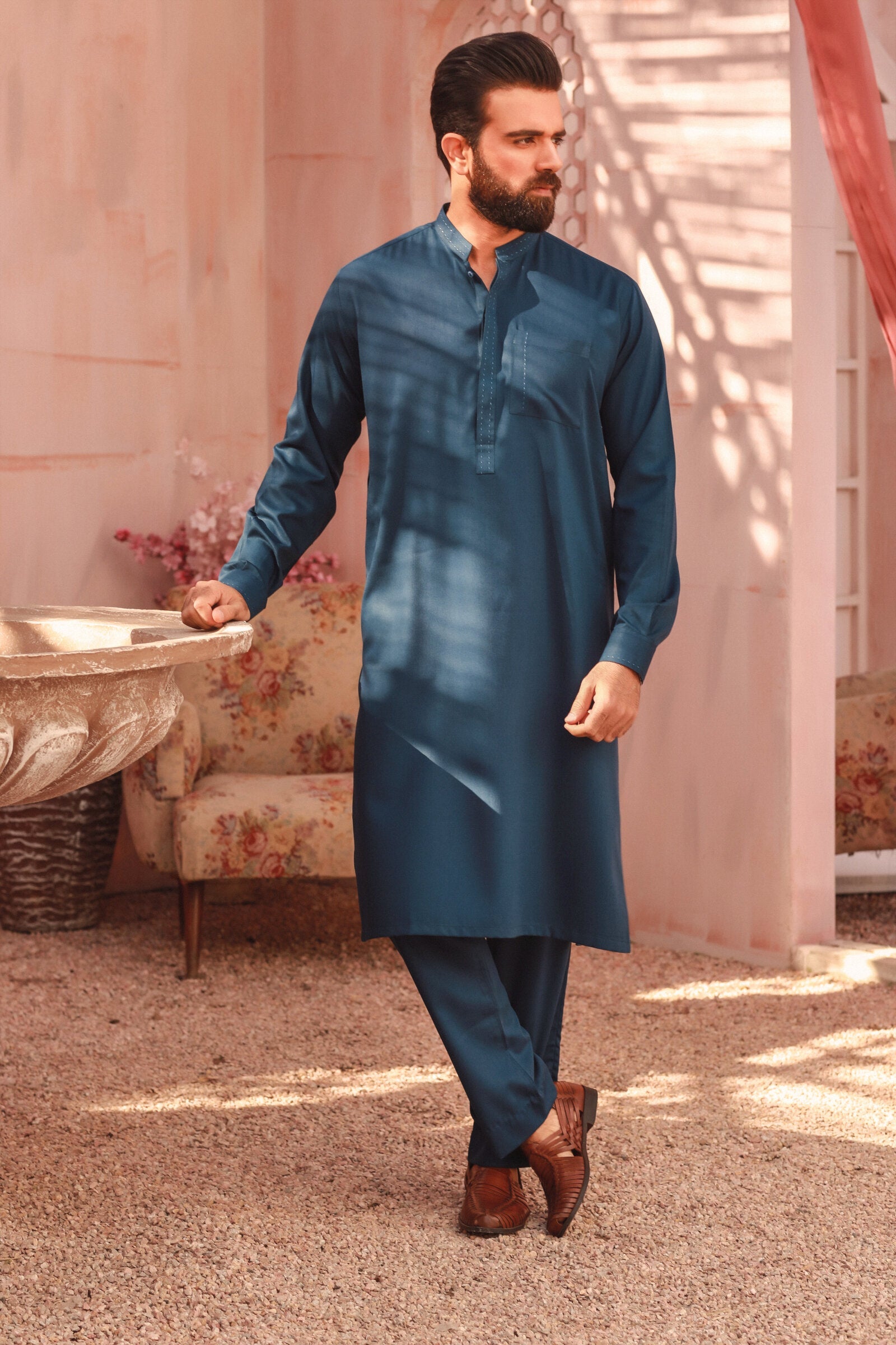 2PC STITCHED-KARVAAN METALLIC BLUE IST-03