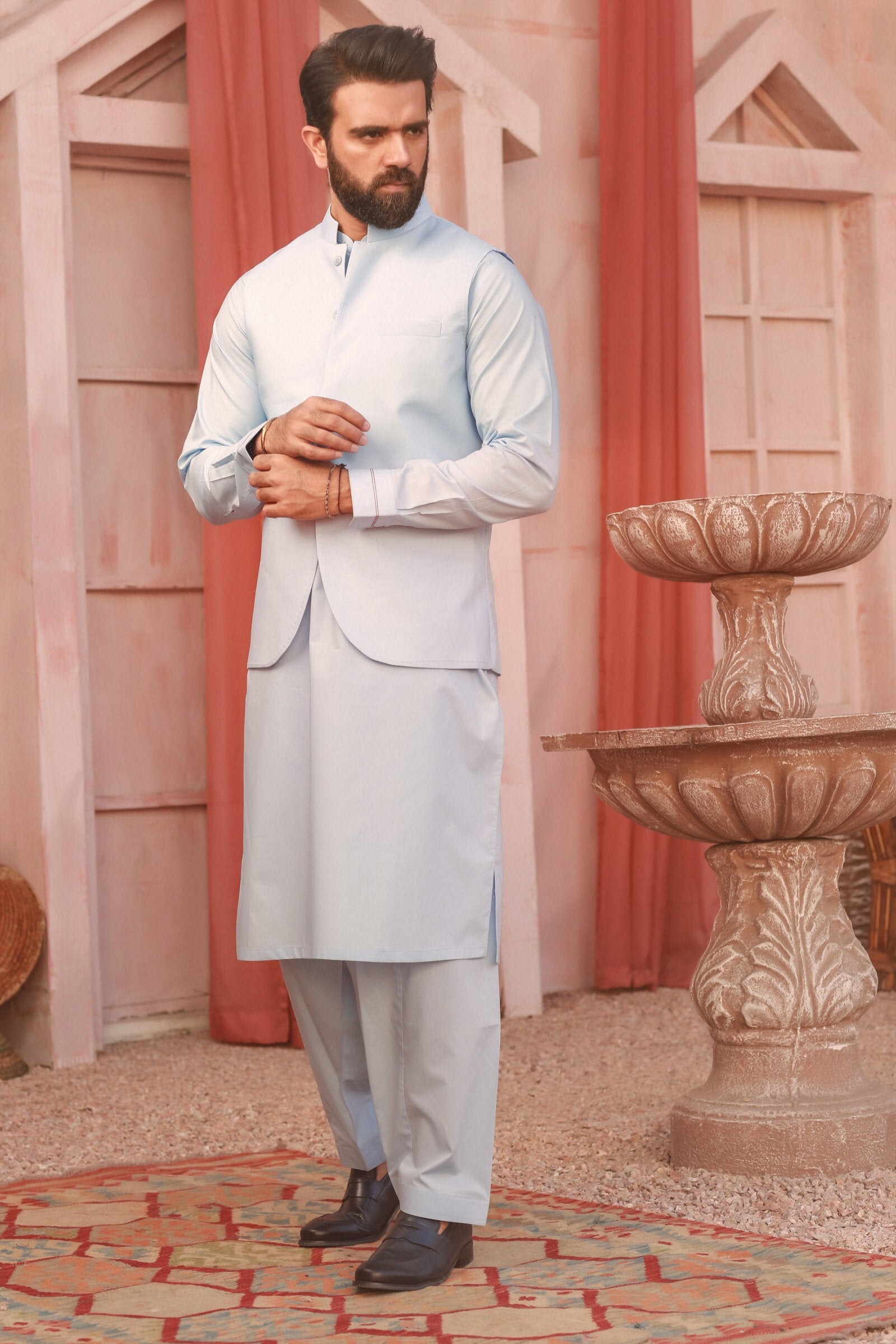 2PC STITCHED-SILVER STAR AQUA IST-05