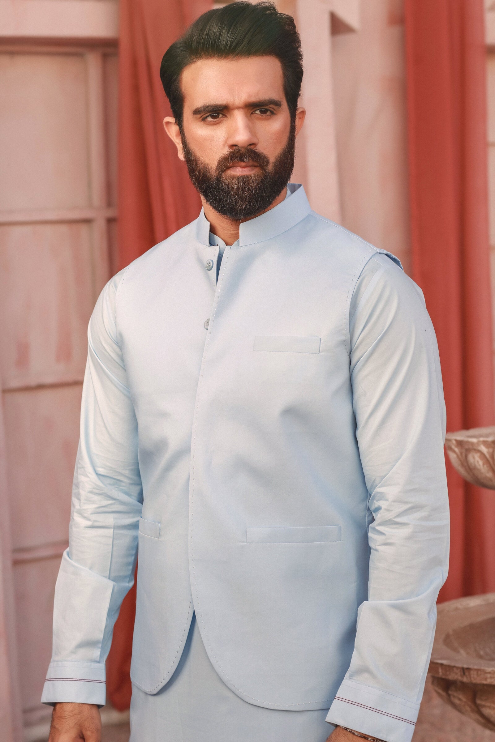 2PC STITCHED-SILVER STAR AQUA IST-05