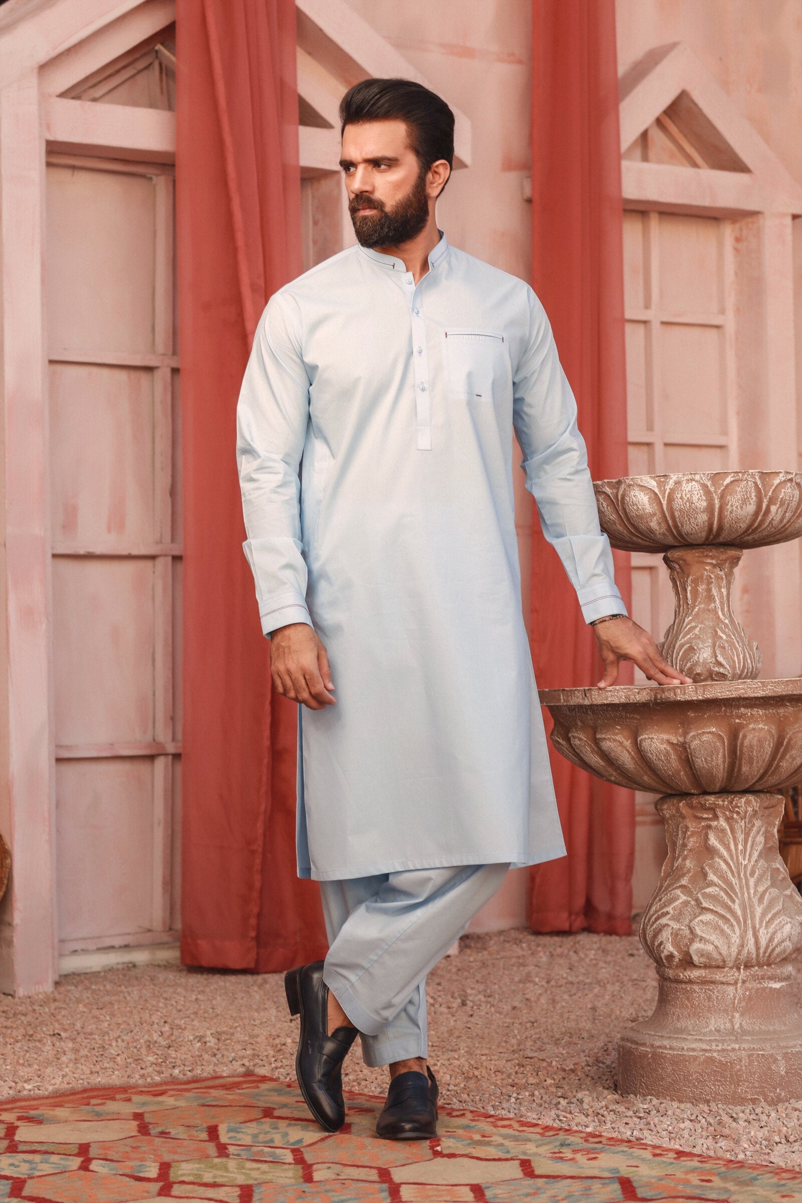 2PC STITCHED-SILVER STAR LIGHT BLUE IST-05