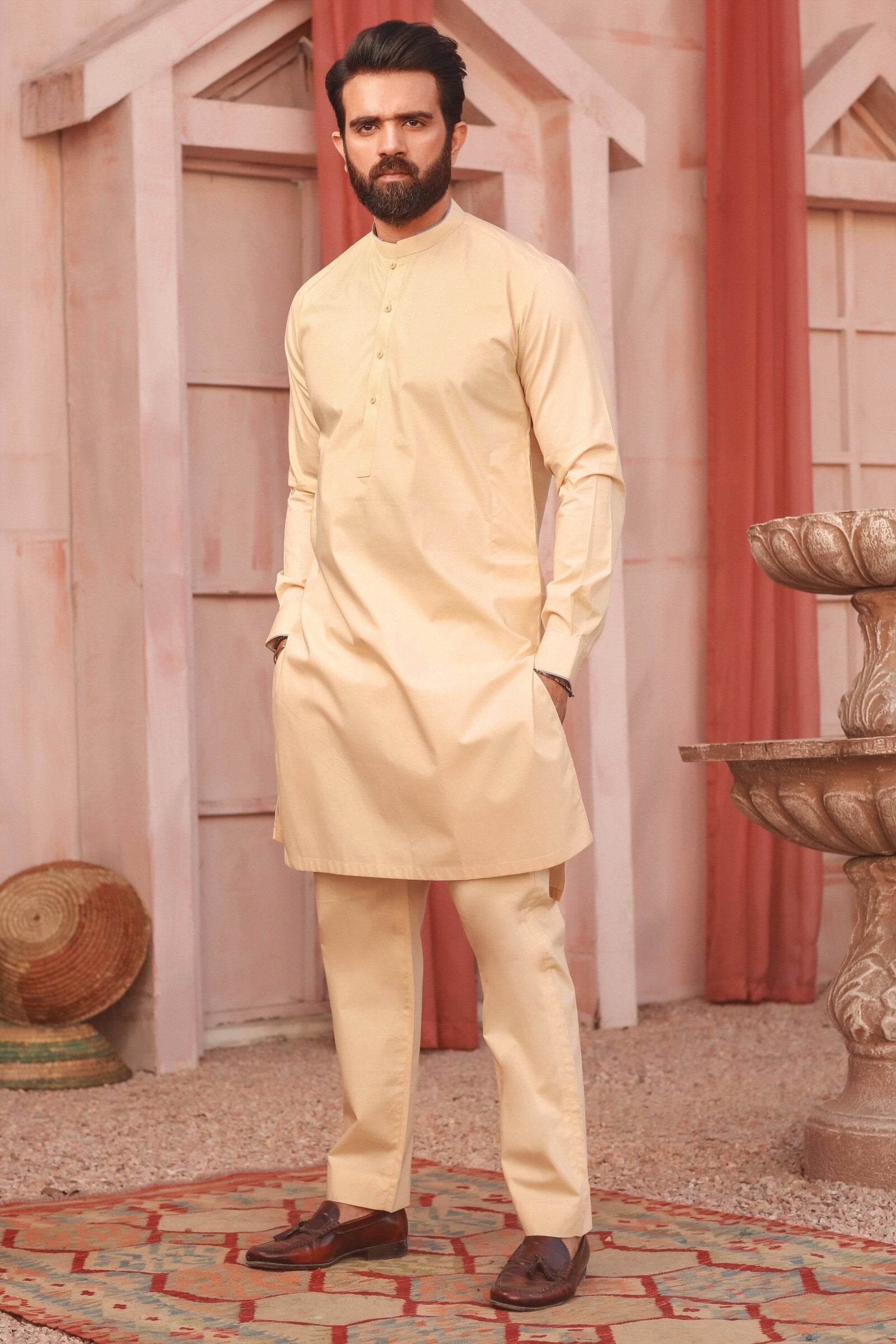 3PC STITCHED-WASF BEIGE IST-04