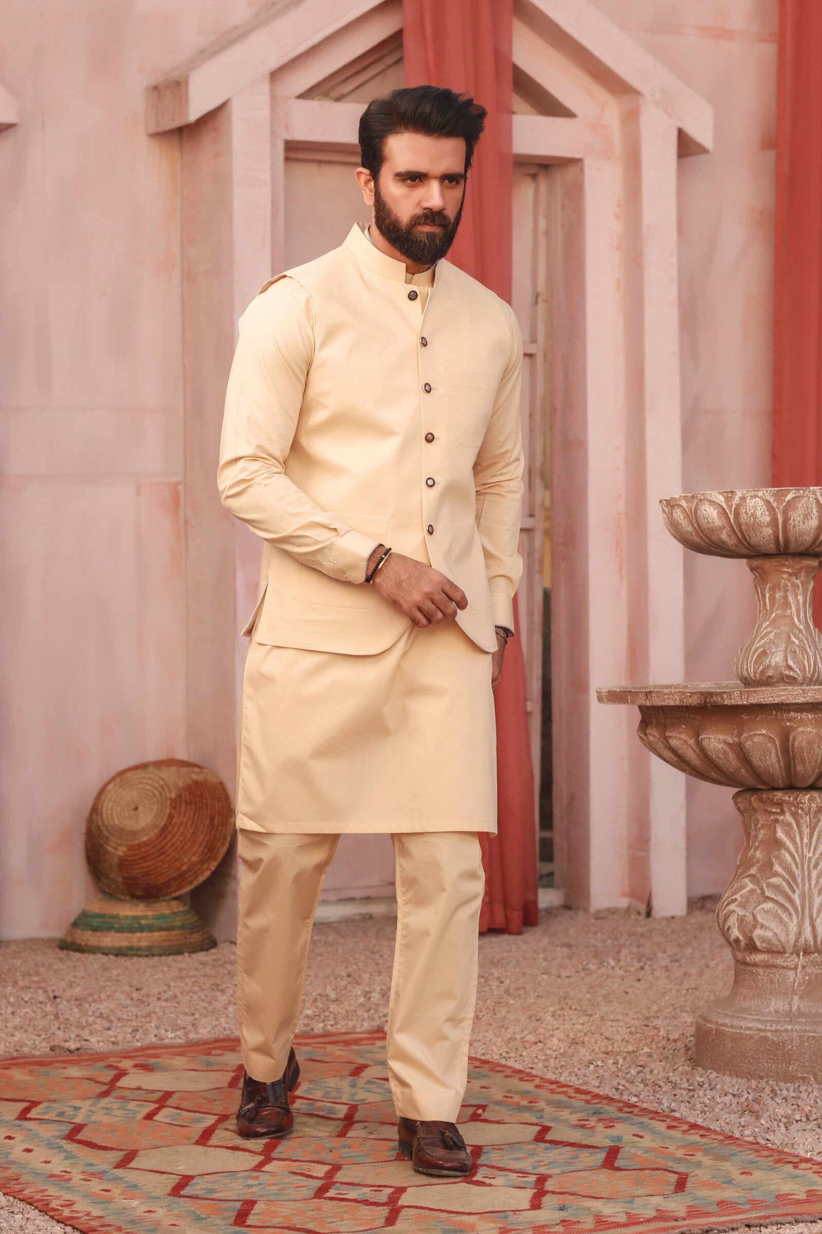 3PC STITCHED-WASF BEIGE IST-04