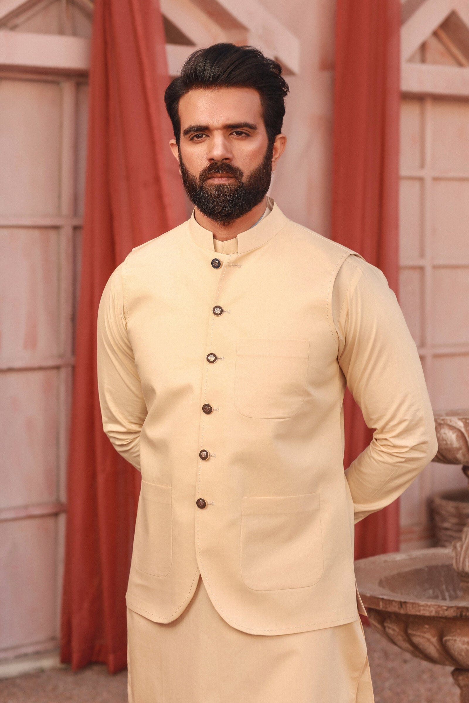 3PC STITCHED-WASF BEIGE IST-04