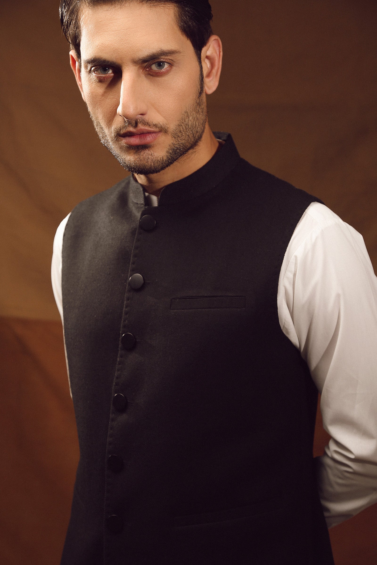 WAISTCOAT-WOOL BLEND BLACK IST-57