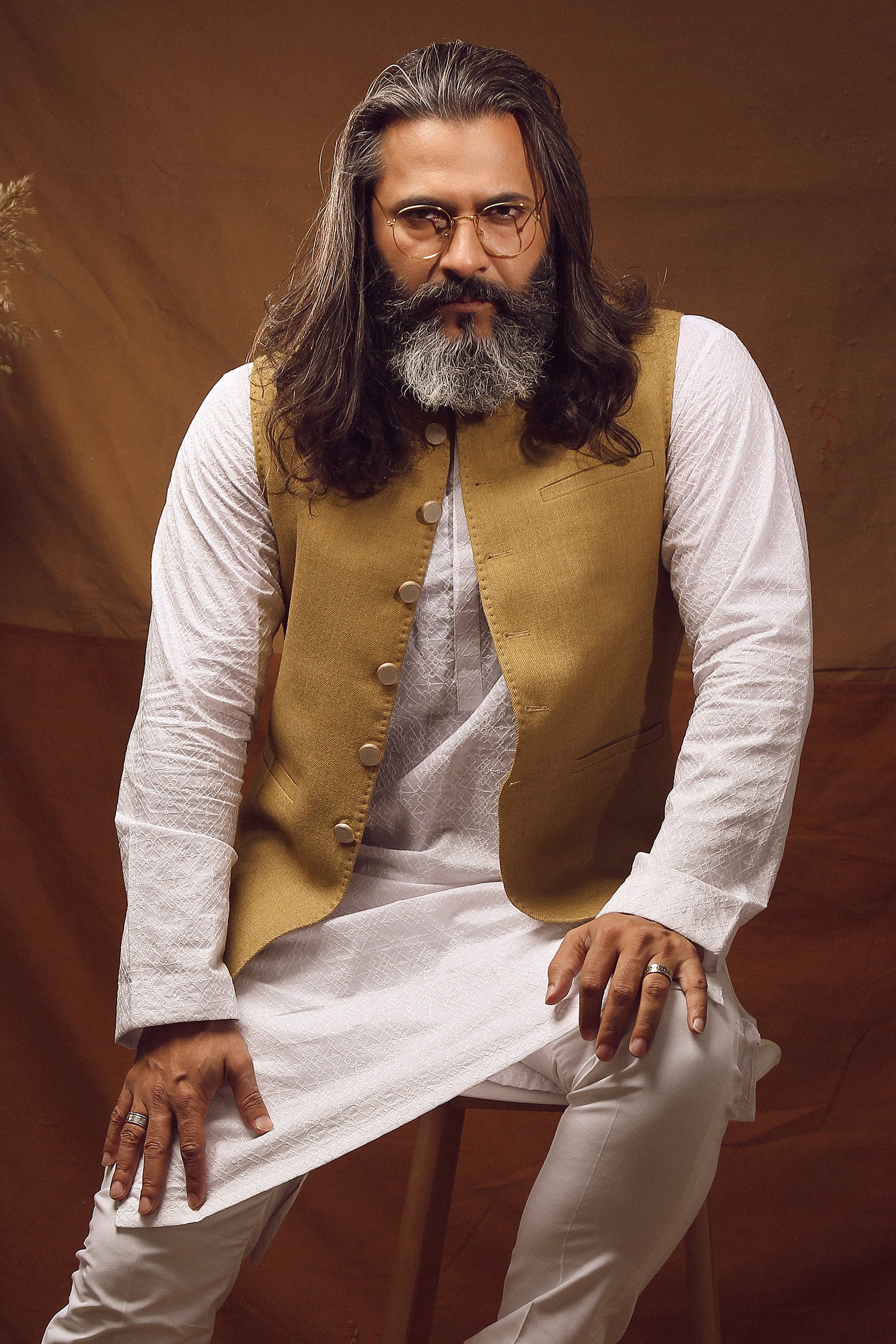 WAISTCOAT-WOOL BLEND BROWN IST-58