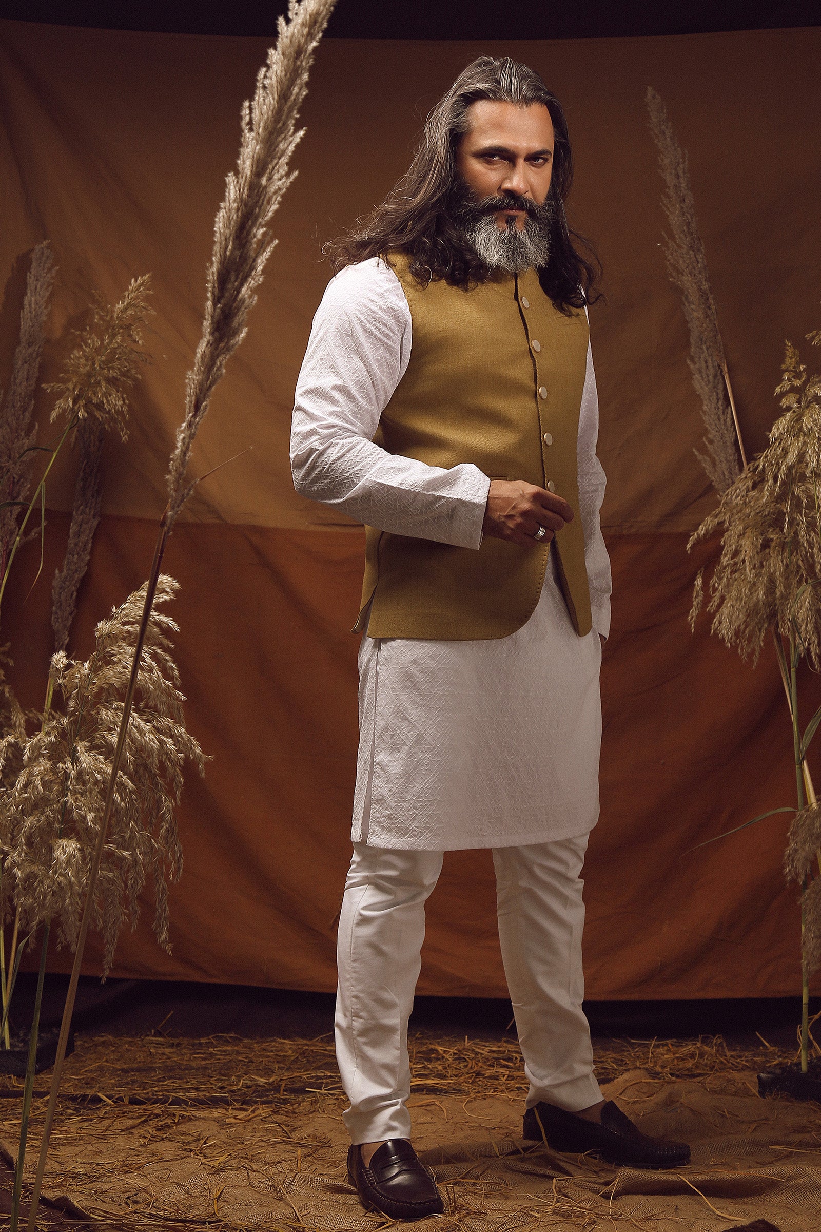 WAISTCOAT-WOOL BLEND BROWN IST-58