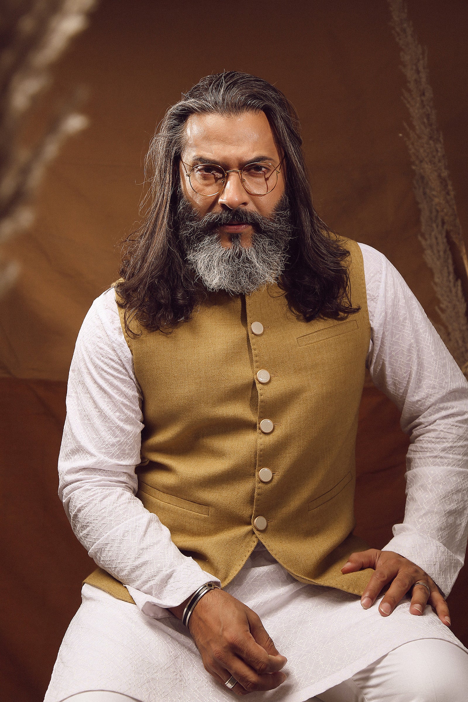 WAISTCOAT-WOOL BLEND BROWN IST-58