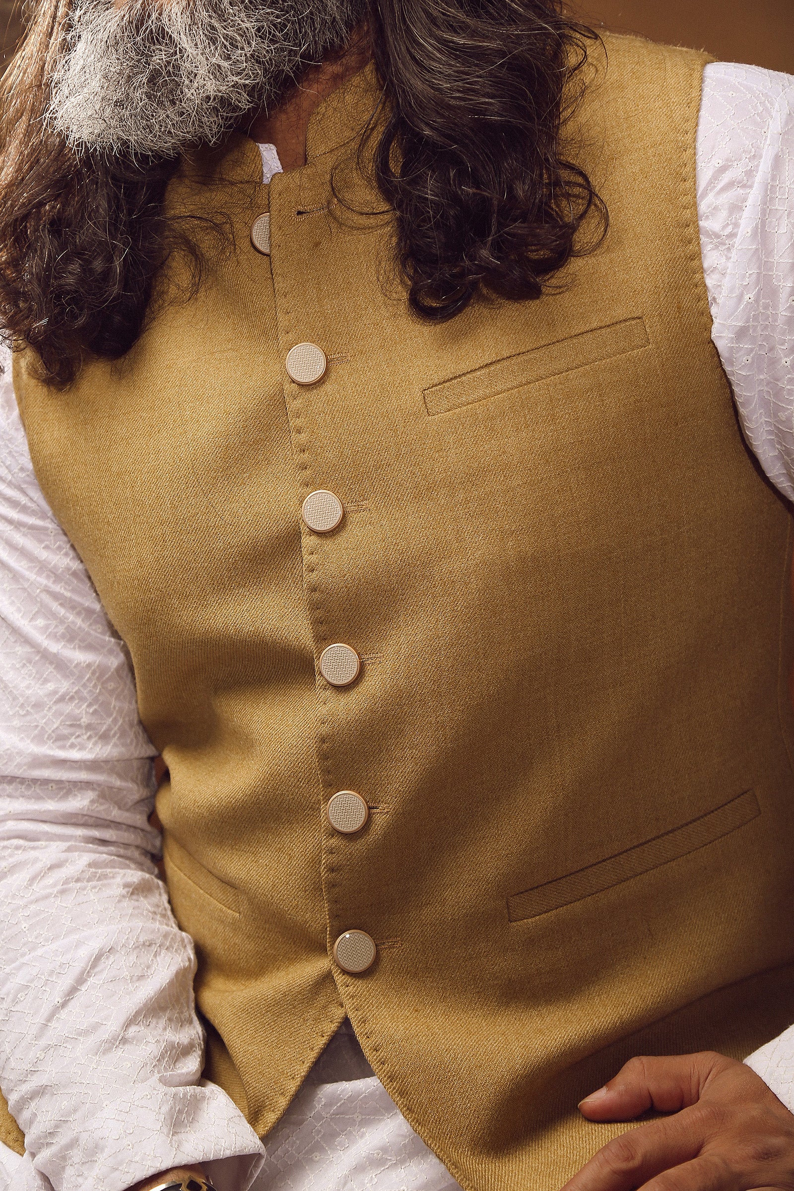 WAISTCOAT-WOOL BLEND BROWN IST-58