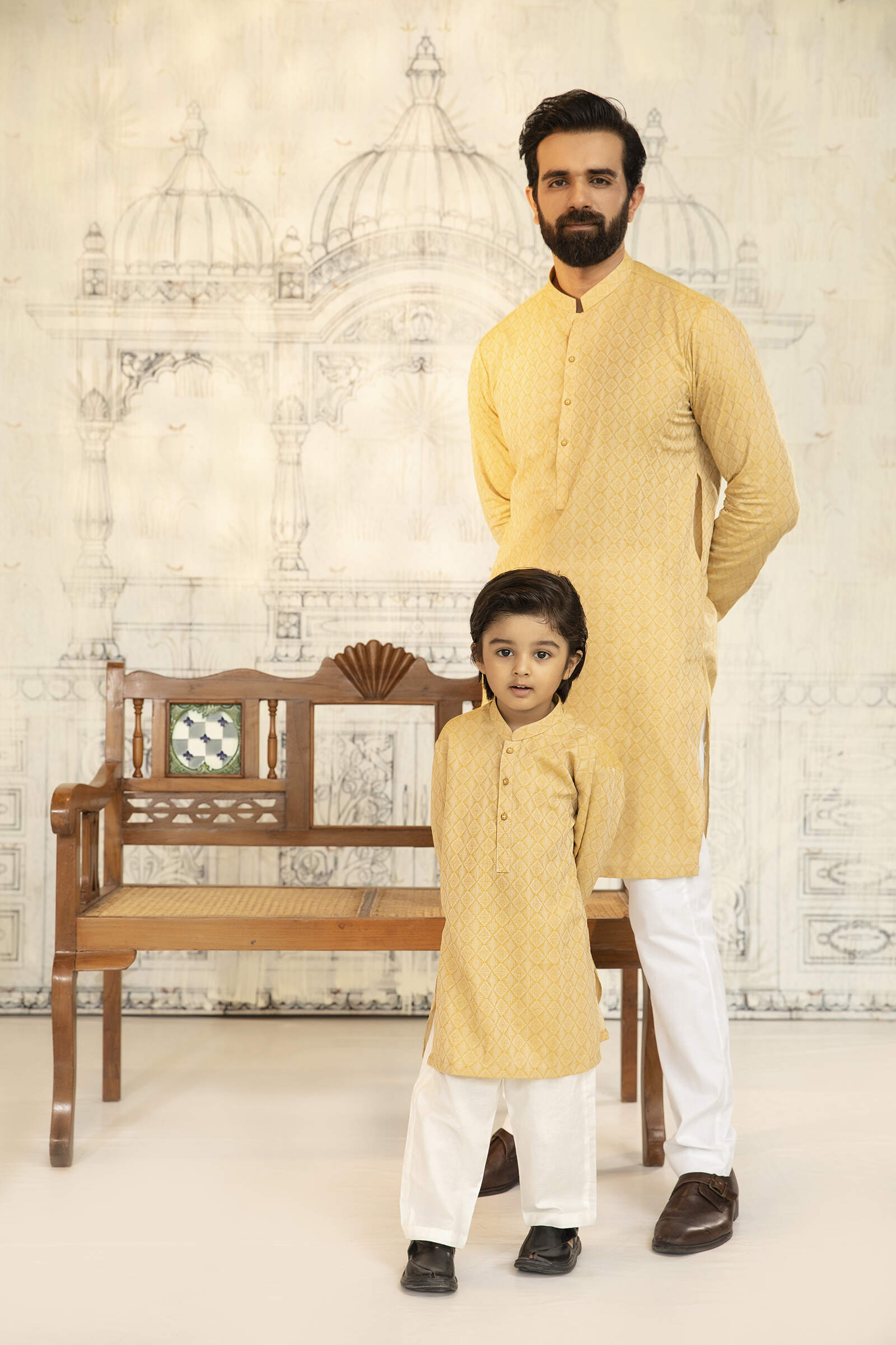 2PC STITCHED-YELLOW KIDS SUIT IST-31