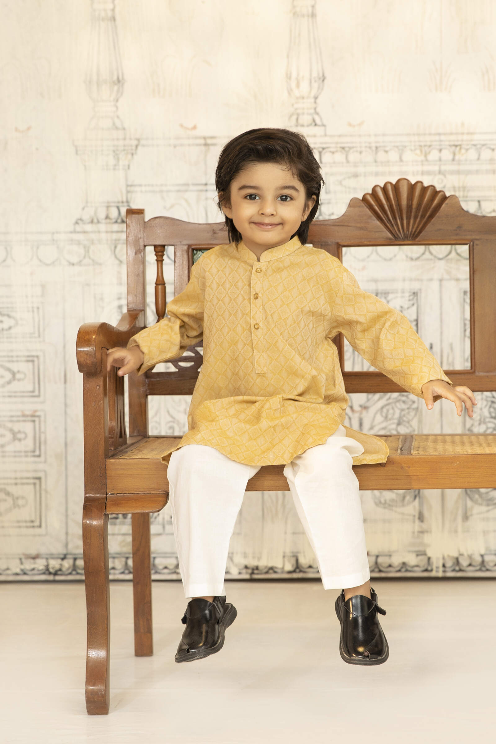 2PC STITCHED-YELLOW KIDS SUIT IST-31