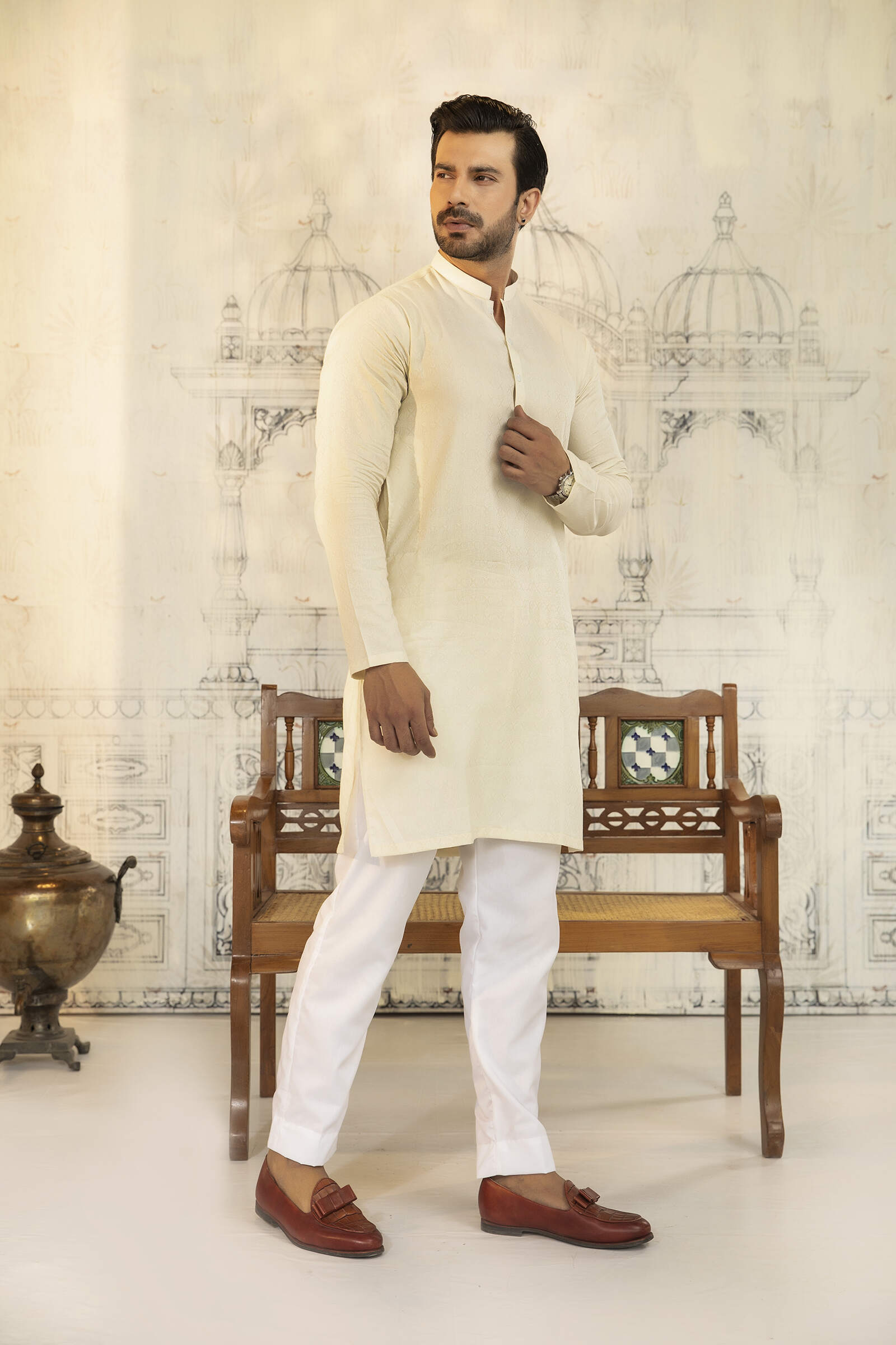 1PC STITCHED-OFF WHITE KURTA IST-32