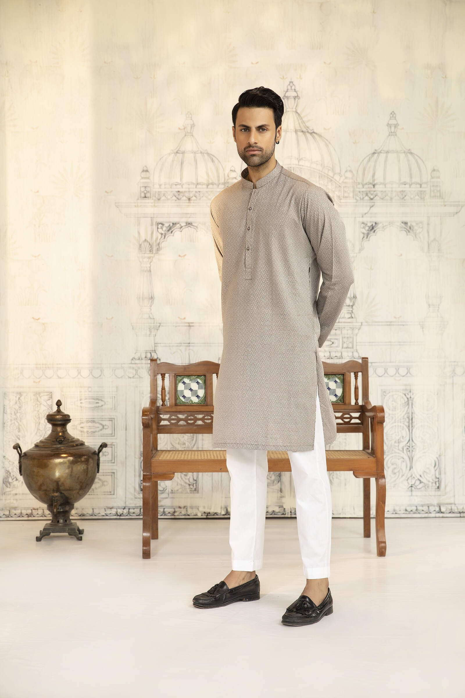 1PC STITCHED-PASTEL BROWN KURTA IST-36