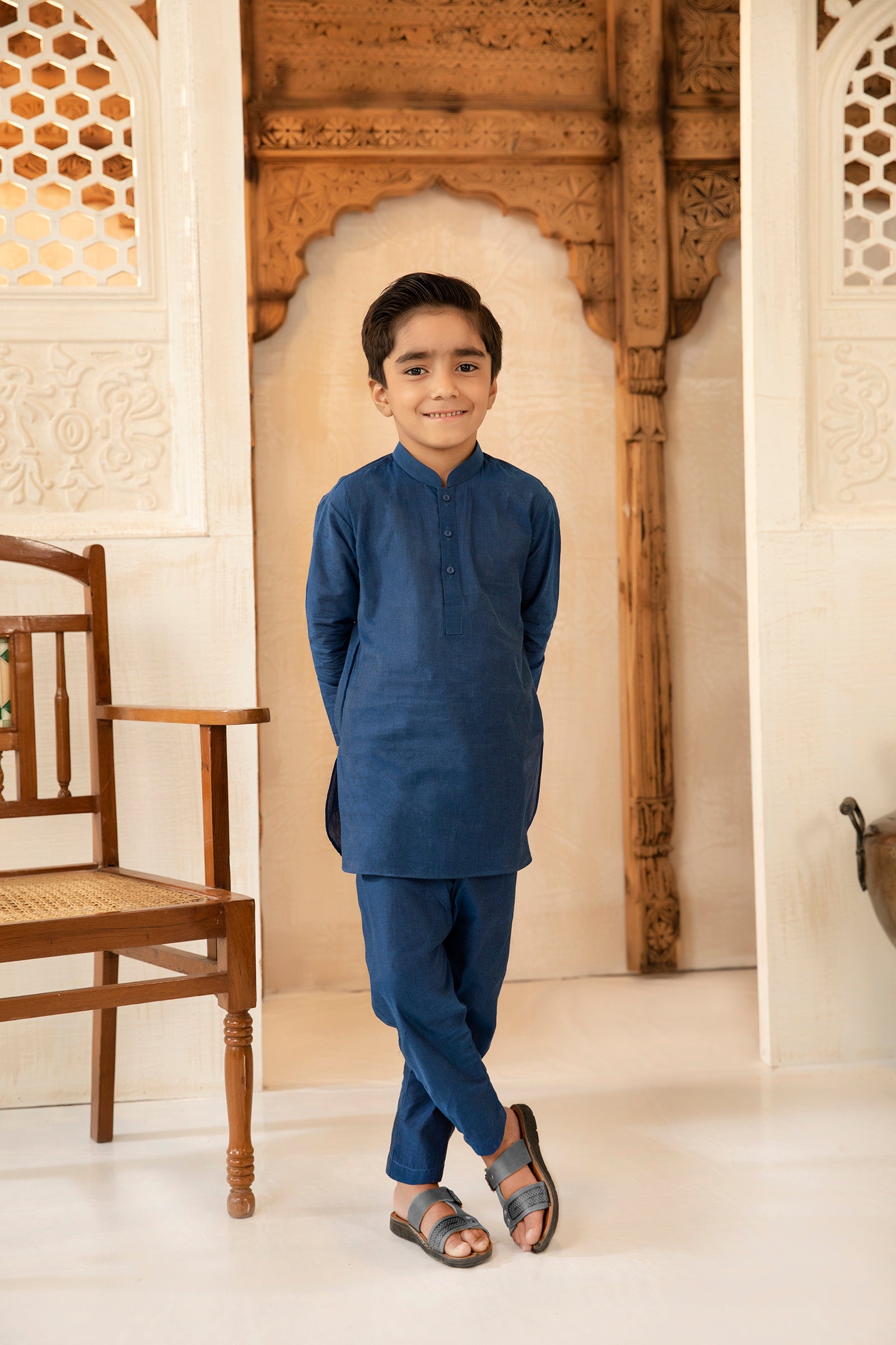 2PC STITCHED-BLUE KIDS SUIT IST-28