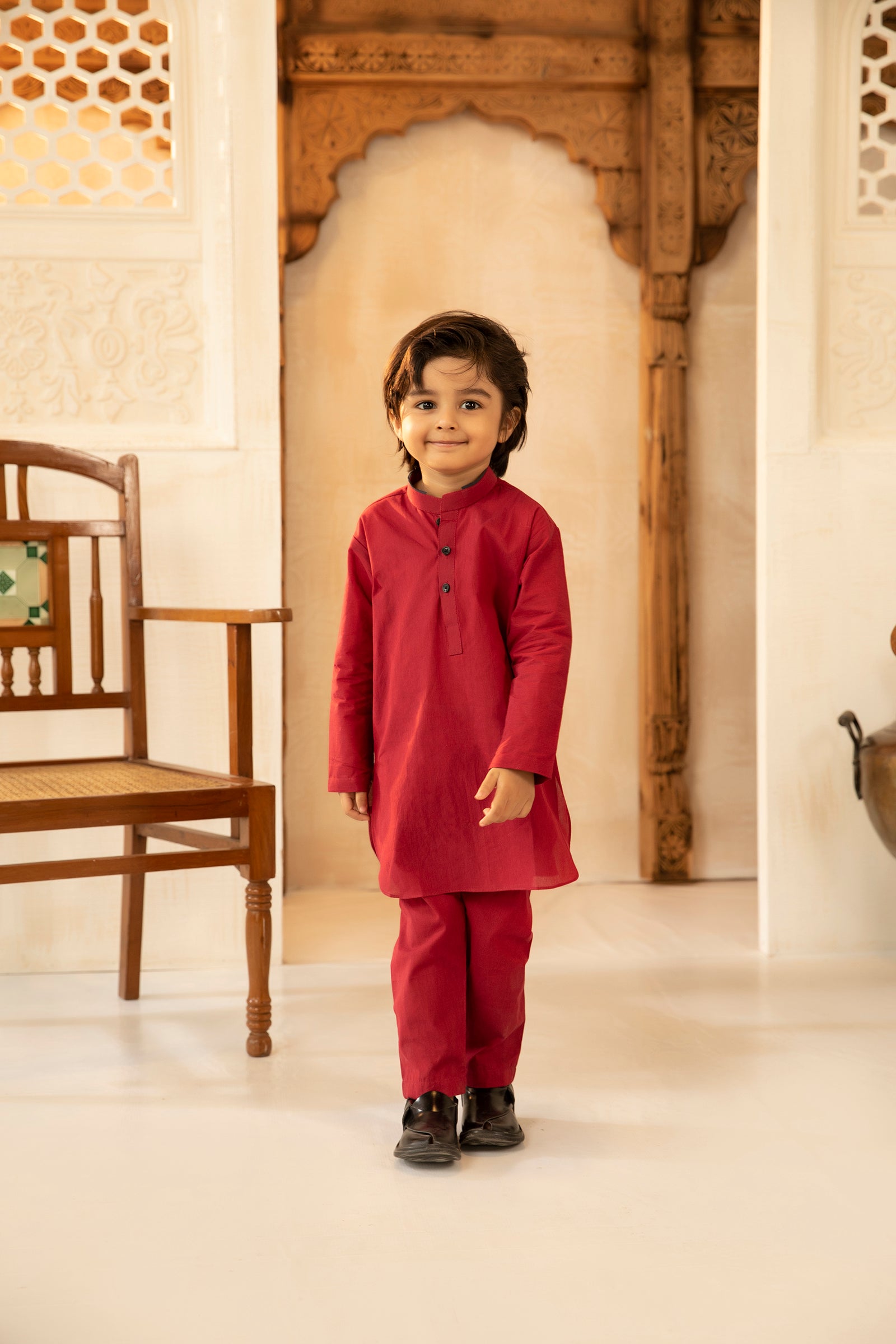 2PC STITCHED-RED KIDS SUIT IST-29