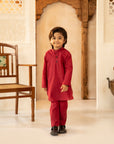 2PC STITCHED-RED KIDS SUIT IST-29