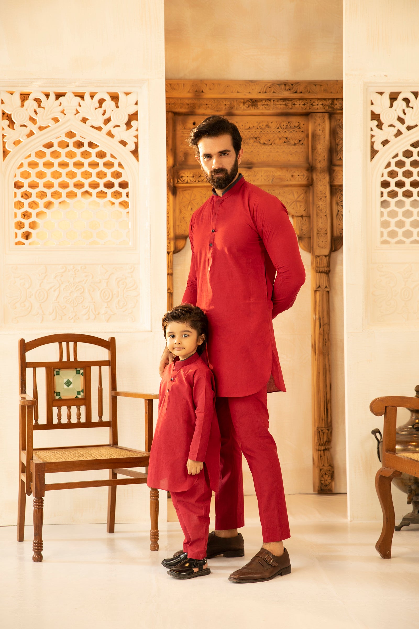 2PC STITCHED-RED KIDS SUIT IST-29