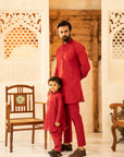 2PC STITCHED-RED KIDS SUIT IST-29