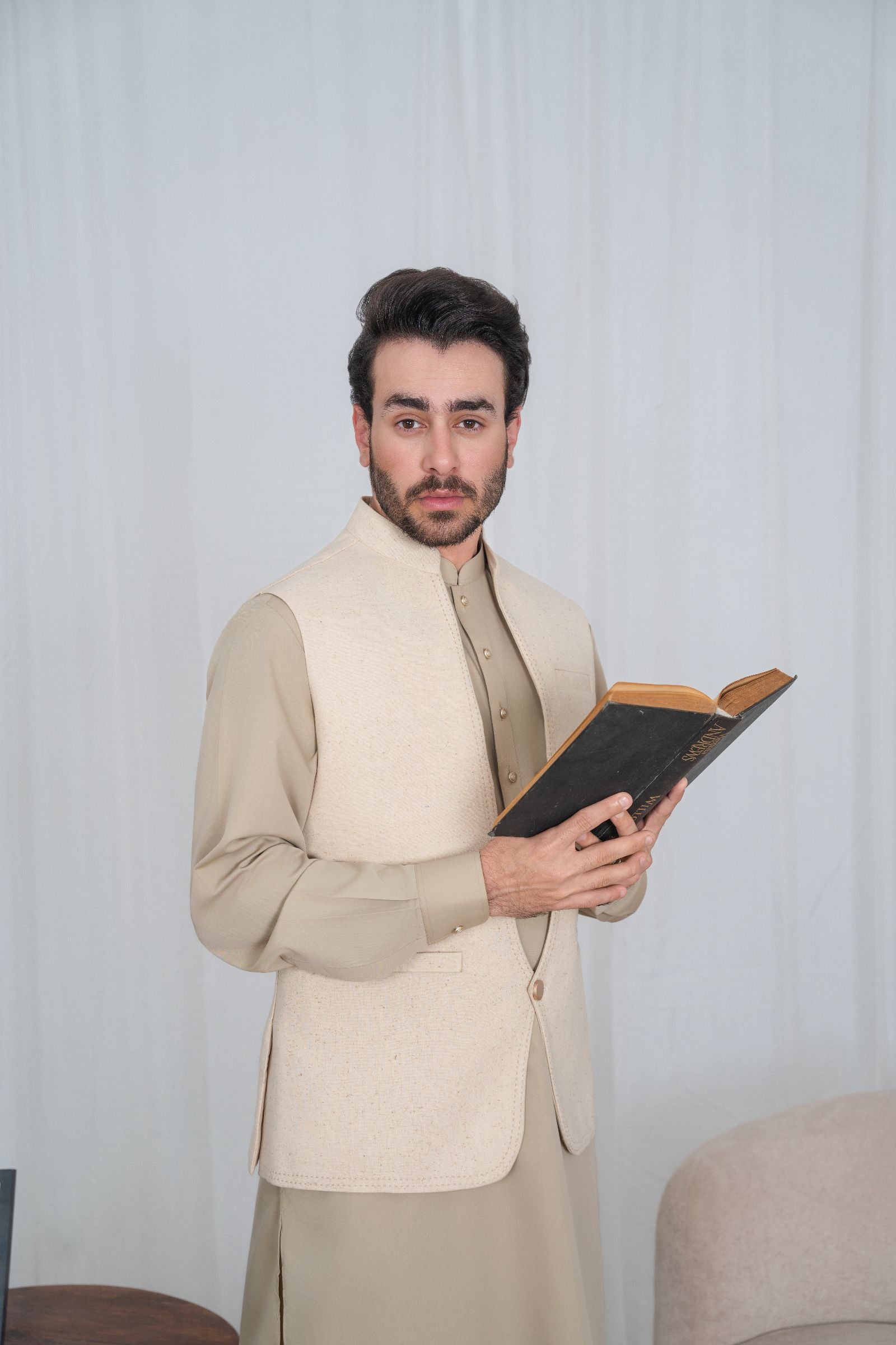 Waistcoat-C.KRD-GOLD CREAM-S-IST-3051 - Image 1