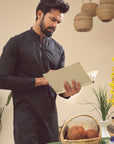 1PC STITCHED JET-BLACK KURTA IST-66