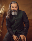 WAISTCOAT-KHADDAR BOTTLE GREEN IST-61