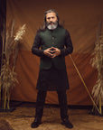 WAISTCOAT-KHADDAR BOTTLE GREEN IST-61