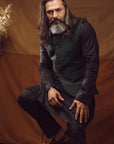 WAISTCOAT-KHADDAR BOTTLE GREEN IST-61