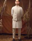 WAISTCOAT-KHADDAR OFF WHITE IST-63