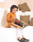2PC STITCHED-ORANGE KIDS SUIT IST-102
