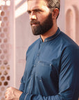 2PC STITCHED-SILVER STAR NAVY IST-05