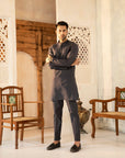 2PC STITCHED-CHARCOAL BLACK SUIT IST-34
