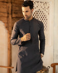 2PC STITCHED-CHARCOAL BLACK SUIT IST-34
